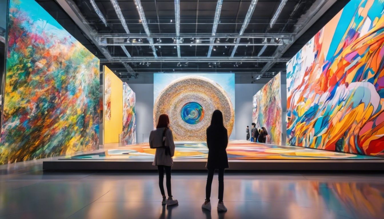 A couple admiring a large modern art sculpture in the museum. a-visit-to-the-dallas-museum-of-modern-art-143007755-6647294